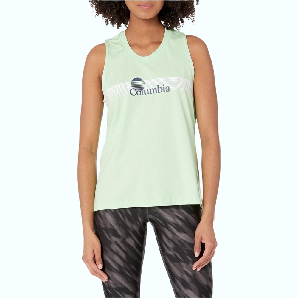 🍅Columbia Light Green Logo Sleeveless Tank Top Size Large